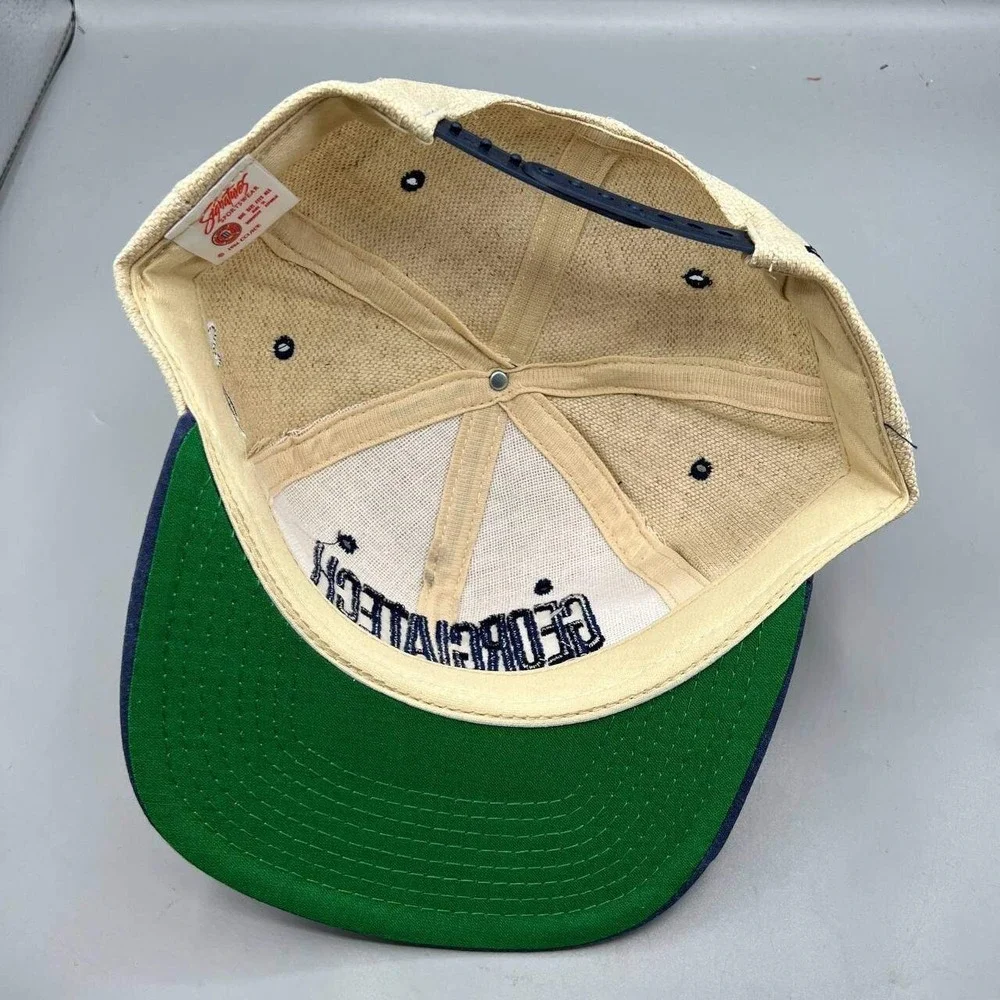 Vintage Georgia Tech Yellow Jackets Hat Men Beige‎ Signatures Snap Back Cap New
